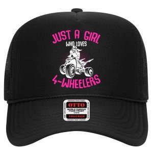 Just A Girl Who Loves 4 Wheelers Atv Quad High Crown Mesh Back Trucker Hat