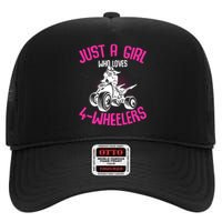 Just A Girl Who Loves 4 Wheelers Atv Quad High Crown Mesh Back Trucker Hat