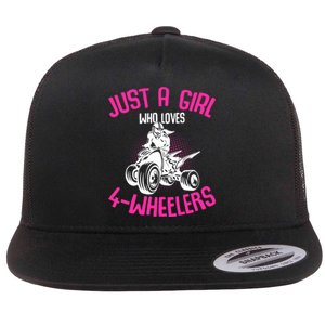 Just A Girl Who Loves 4 Wheelers Atv Quad Flat Bill Trucker Hat