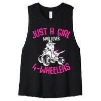 Just A Girl Who Loves 4 Wheelers Atv Quad Women's Racerback Cropped Tank