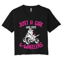 Just A Girl Who Loves 4 Wheelers Atv Quad Women's Crop Top Tee