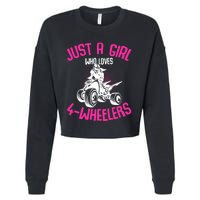 Just A Girl Who Loves 4 Wheelers Atv Quad Cropped Pullover Crew