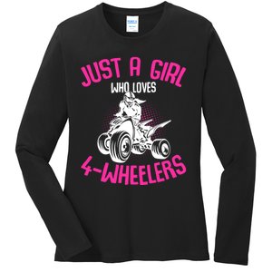 Just A Girl Who Loves 4 Wheelers Atv Quad Ladies Long Sleeve Shirt