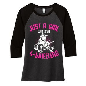 Just A Girl Who Loves 4 Wheelers Atv Quad Women's Tri-Blend 3/4-Sleeve Raglan Shirt