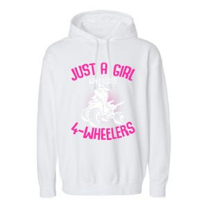 Just A Girl Who Loves 4 Wheelers Atv Quad Garment-Dyed Fleece Hoodie