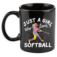 Just A Girl Who Loves Softball 11oz C Handle Ceramic Mug