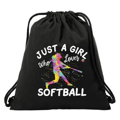 Just A Girl Who Loves Softball Drawstring Bag