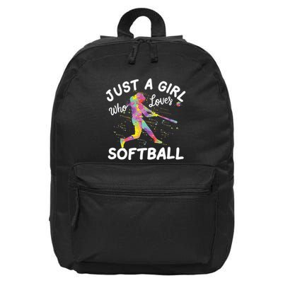 Just A Girl Who Loves Softball 16 in Basic Backpack