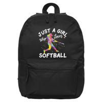 Just A Girl Who Loves Softball 16 in Basic Backpack