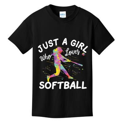 Just A Girl Who Loves Softball Kids T-Shirt