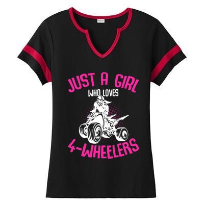 Just a Girl who loves 4 Wheelers ATV Quad Girl Ladies Halftime Notch Neck Tee