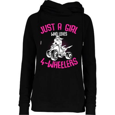 Just a Girl who loves 4 Wheelers ATV Quad Girl Womens Funnel Neck Pullover Hood