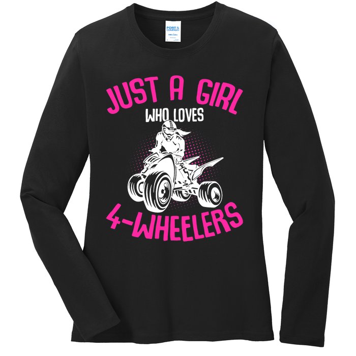 Just a Girl who loves 4 Wheelers ATV Quad Girl Ladies Long Sleeve Shirt