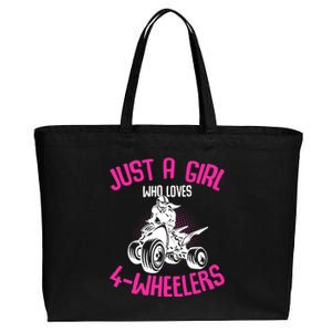 Just a Girl who loves 4 Wheelers ATV Quad Girl Cotton Canvas Jumbo Tote