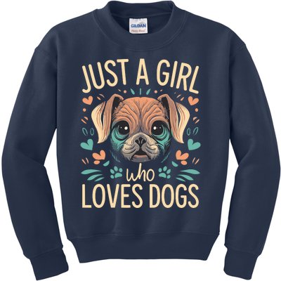 Just A Girl Who Loves Dogs Kids Sweatshirt