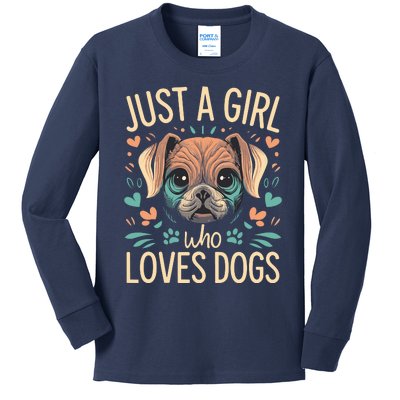 Just A Girl Who Loves Dogs Kids Long Sleeve Shirt