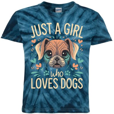 Just A Girl Who Loves Dogs Kids Tie-Dye T-Shirt