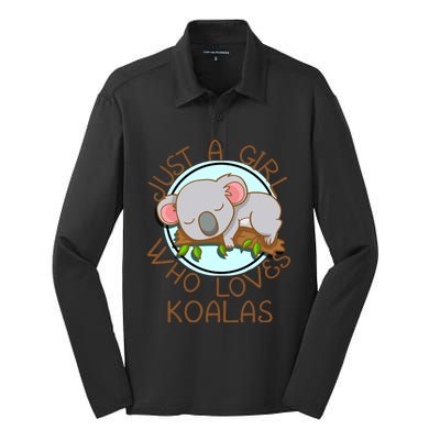 Just A Girl Who Loves Koala Bear Gift Silk Touch Performance Long Sleeve Polo