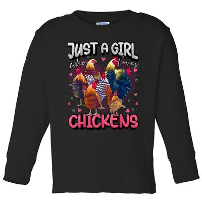 Just A Girl Who Loves Chickens Cute Chicken Lover Farmers Toddler Long Sleeve Shirt