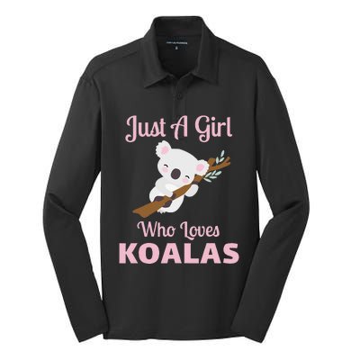 Just A Girl Who Loves Koalas Silk Touch Performance Long Sleeve Polo