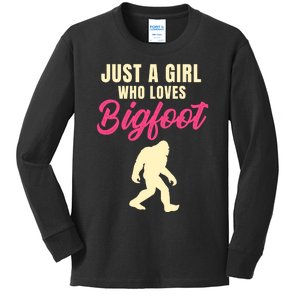 Just A Girl Who Loves Bigfoot Kids Long Sleeve Shirt