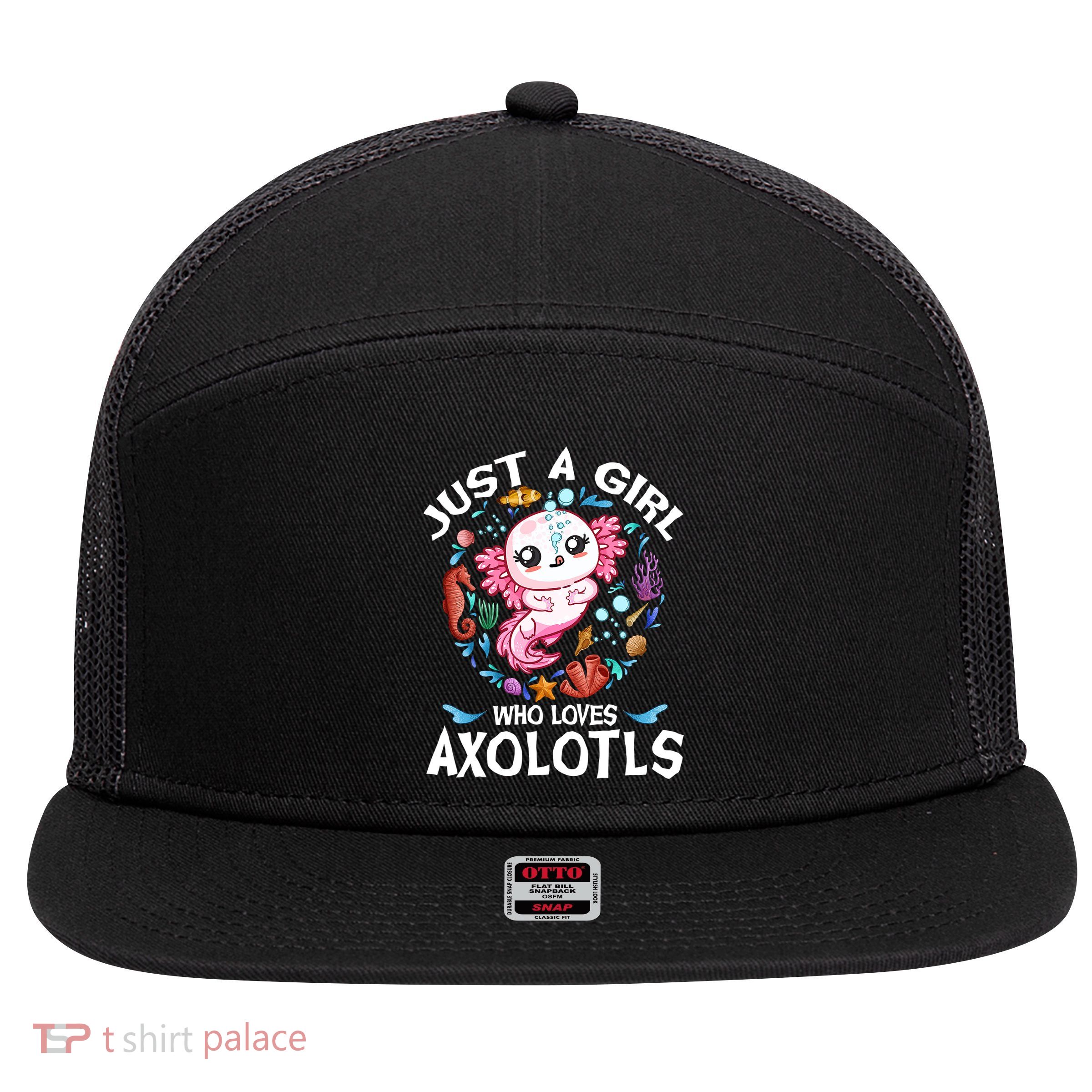 Just a Girl Who Loves Axolotls Cute Axolotl  7 Panel Mesh Trucker Snapback Hat