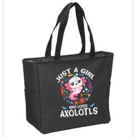 Just a Girl Who Loves Axolotls Cute Axolotl  Zip Tote Bag