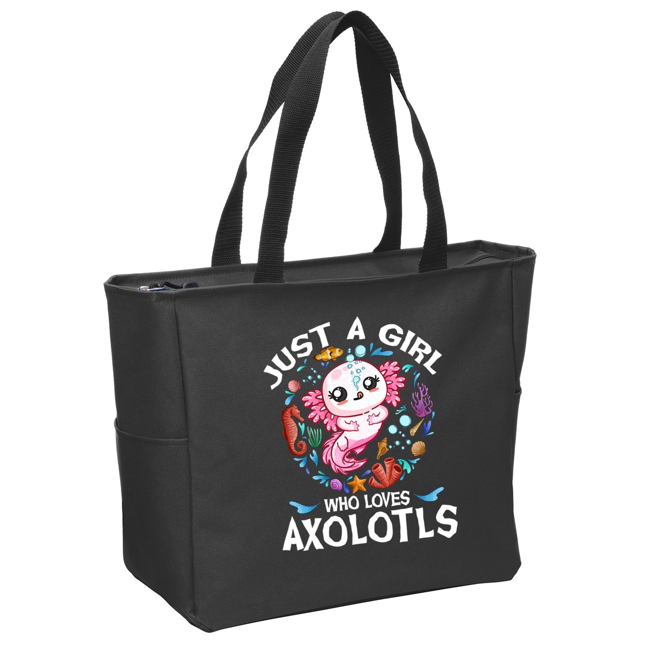 Just a Girl Who Loves Axolotls Cute Axolotl  Zip Tote Bag