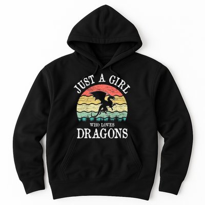 Just A Girl Who Loves Dragons Vintage Retro Hoodie