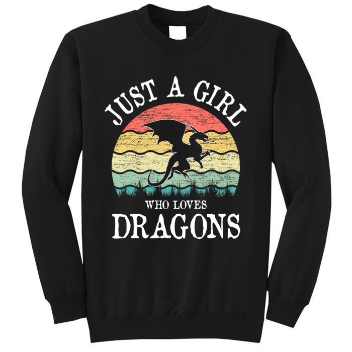 Just A Girl Who Loves Dragons Vintage Retro Sweatshirt