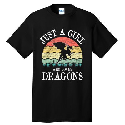 Just A Girl Who Loves Dragons Vintage Retro Tall T-Shirt