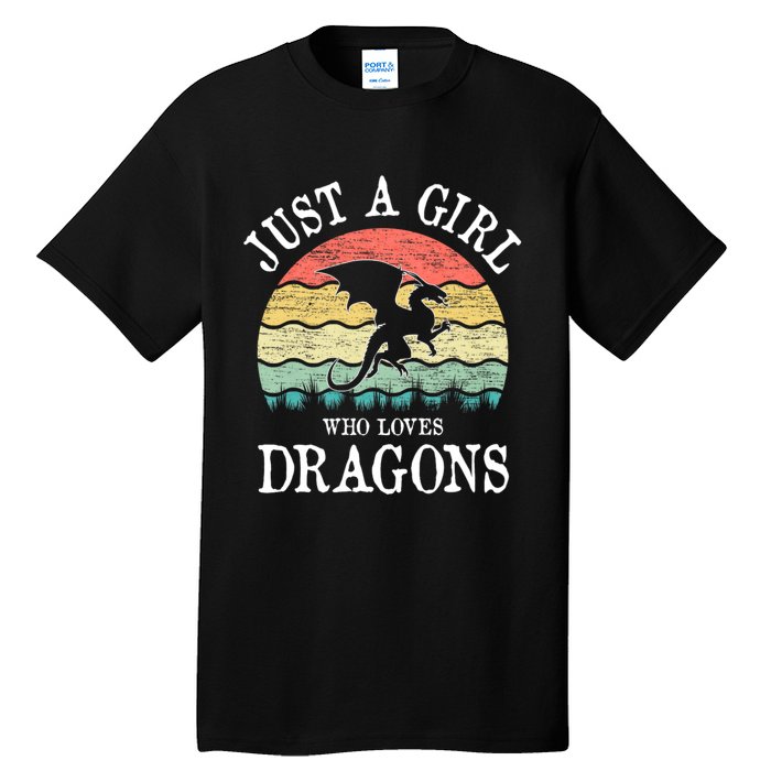 Just A Girl Who Loves Dragons Vintage Retro Tall T-Shirt