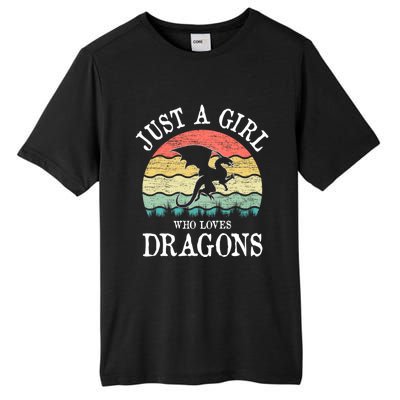 Just A Girl Who Loves Dragons Vintage Retro Tall Fusion ChromaSoft Performance T-Shirt