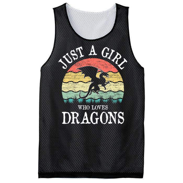 Just A Girl Who Loves Dragons Vintage Retro Mesh Reversible Basketball Jersey Tank