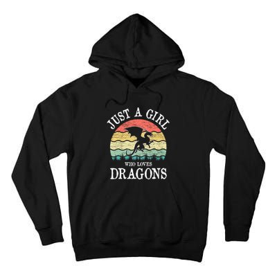 Just A Girl Who Loves Dragons Vintage Retro Tall Hoodie