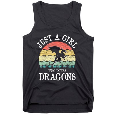 Just A Girl Who Loves Dragons Vintage Retro Tank Top