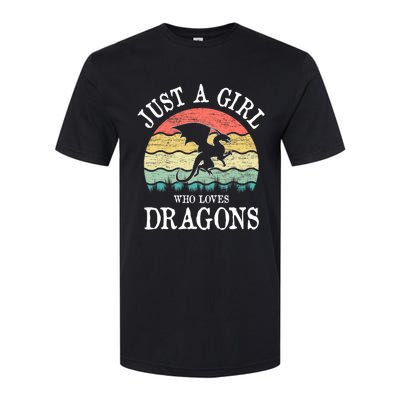 Just A Girl Who Loves Dragons Vintage Retro Softstyle CVC T-Shirt