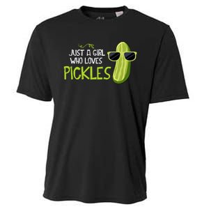 Just A Girl Who Loves Pickles Cuts Pickles Cooking Birthday Cooling Performance Crew T-Shirt