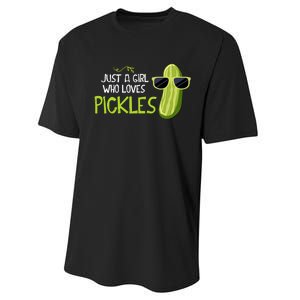 Just A Girl Who Loves Pickles Cuts Pickles Cooking Birthday Performance Sprint T-Shirt