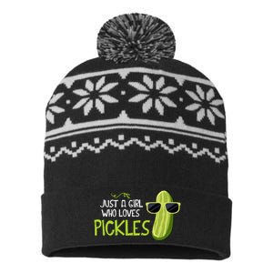 Just A Girl Who Loves Pickles Cuts Pickles Cooking Birthday USA-Made Snowflake Beanie