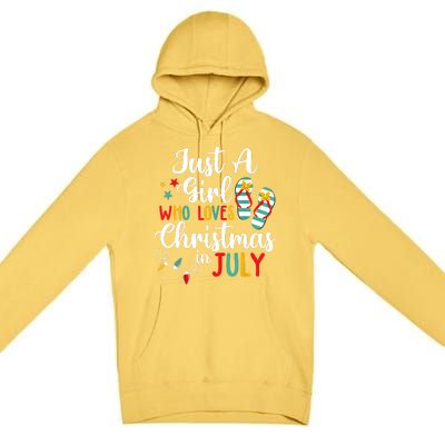 Just A Girl Who Loves Christmas In Jully Summer Beach Women Premium Pullover Hoodie