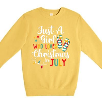 Just A Girl Who Loves Christmas In Jully Summer Beach Women Premium Crewneck Sweatshirt