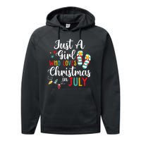 Just A Girl Who Loves Christmas In Jully Summer Beach Women Performance Fleece Hoodie