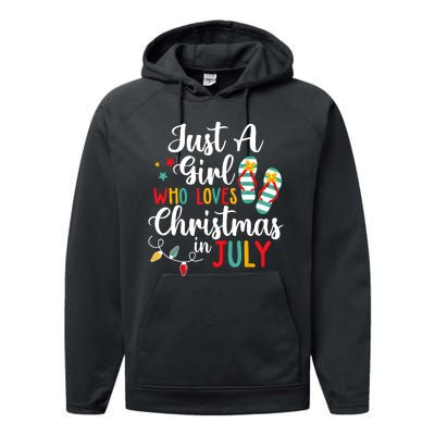 Just A Girl Who Loves Christmas In Jully Summer Beach Women Performance Fleece Hoodie