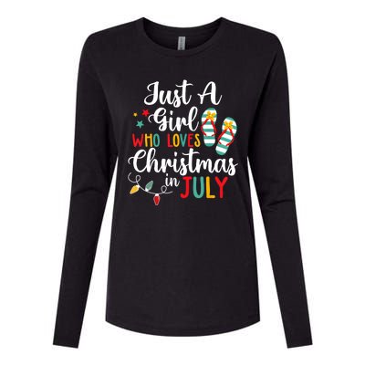 Just A Girl Who Loves Christmas In Jully Summer Beach Women Womens Cotton Relaxed Long Sleeve T-Shirt