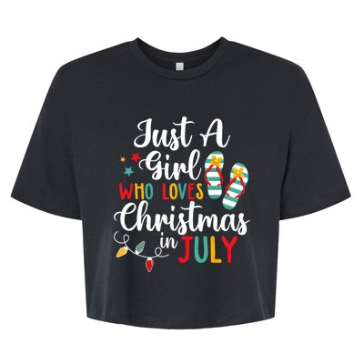 Just A Girl Who Loves Christmas In Jully Summer Beach Women Bella+Canvas Jersey Crop Tee