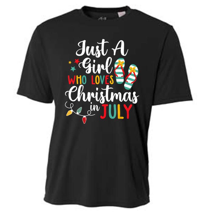 Just A Girl Who Loves Christmas In Jully Summer Beach Women Cooling Performance Crew T-Shirt