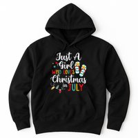 Just A Girl Who Loves Christmas In Jully Summer Beach Women Hoodie