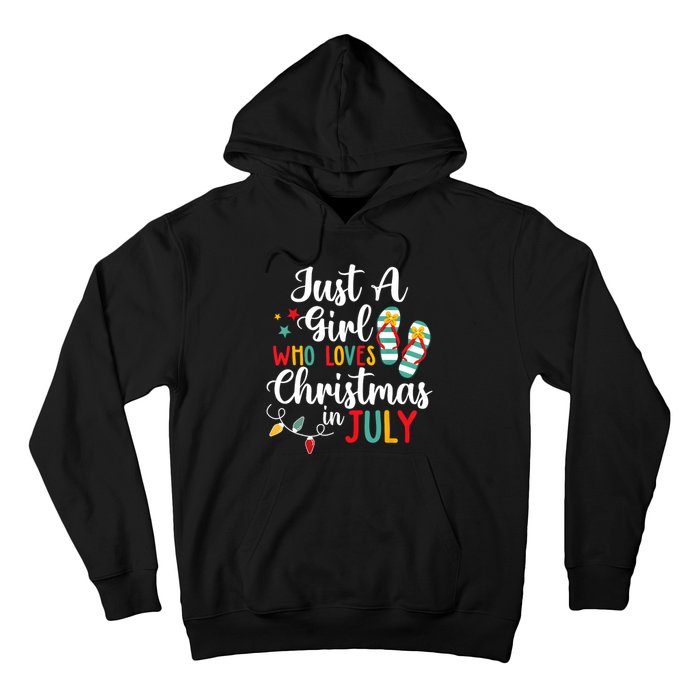 Just A Girl Who Loves Christmas In Jully Summer Beach Women Hoodie