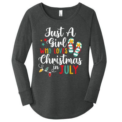 Just A Girl Who Loves Christmas In Jully Summer Beach Women Women's Perfect Tri Tunic Long Sleeve Shirt